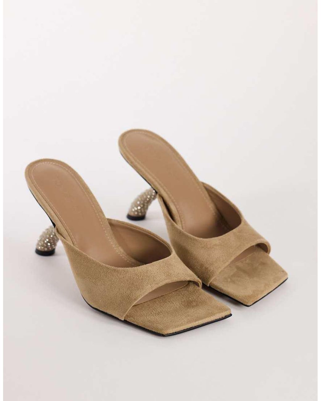 TOPSHOP Natural Octavia Strappy High Diamante Heel Sandal