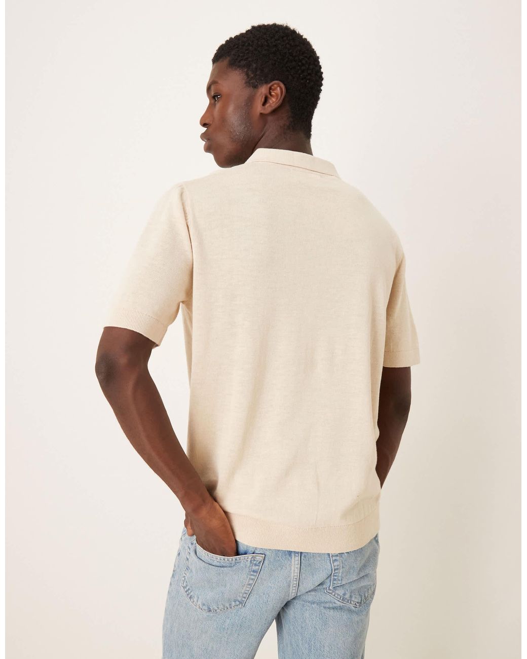 SELECTED Natural Knitted Polo for men