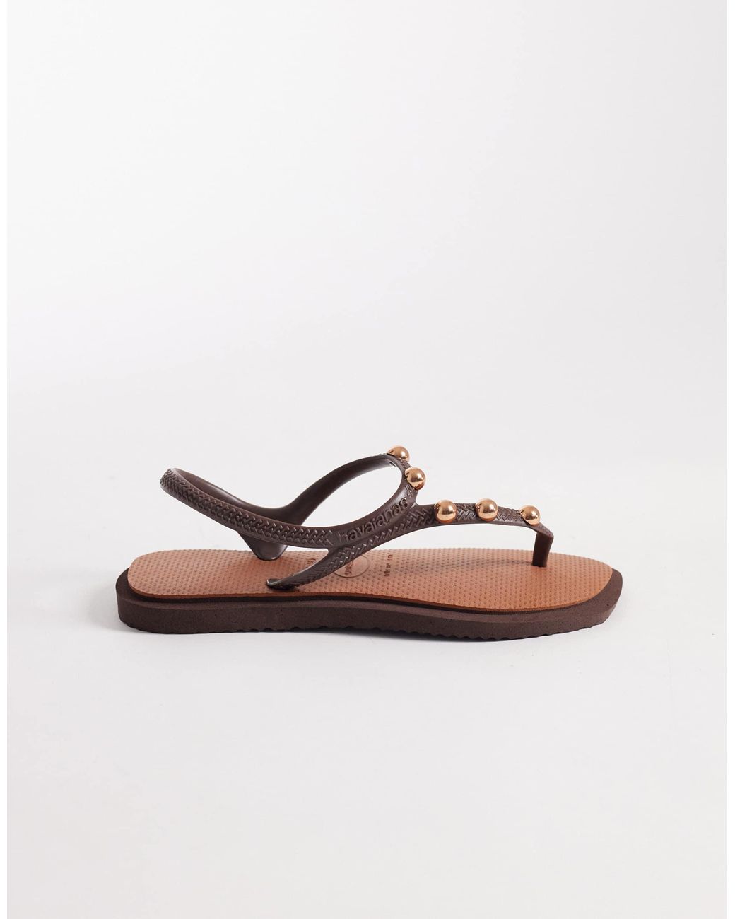 Havaianas Brown Square Toe Studded Flip Flops