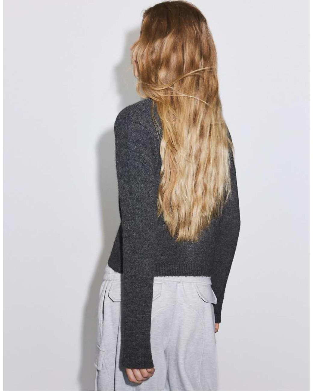 Stradivarius Gray Button-up Knit Cardigan