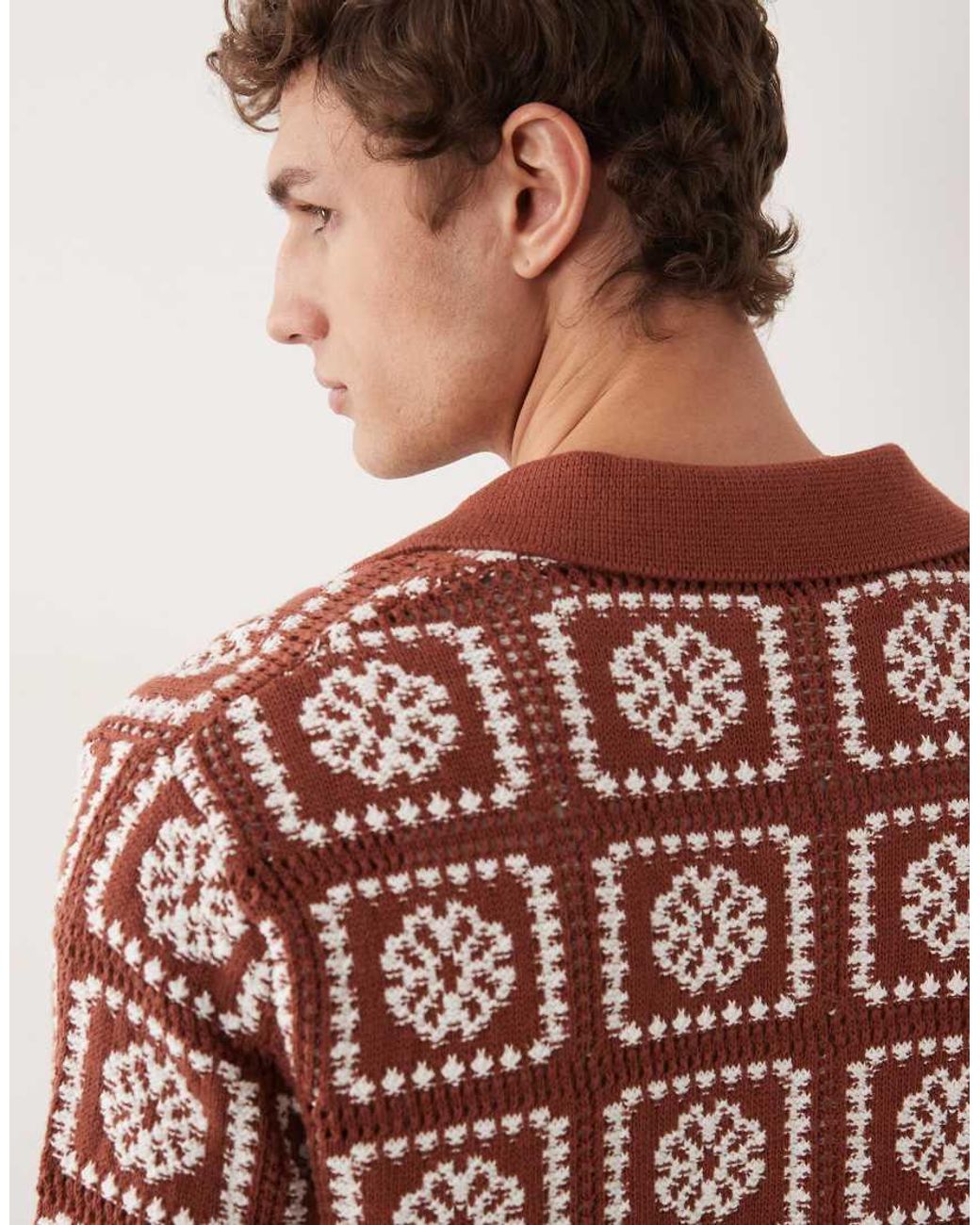Only & Sons Red Crochet Shirt for men