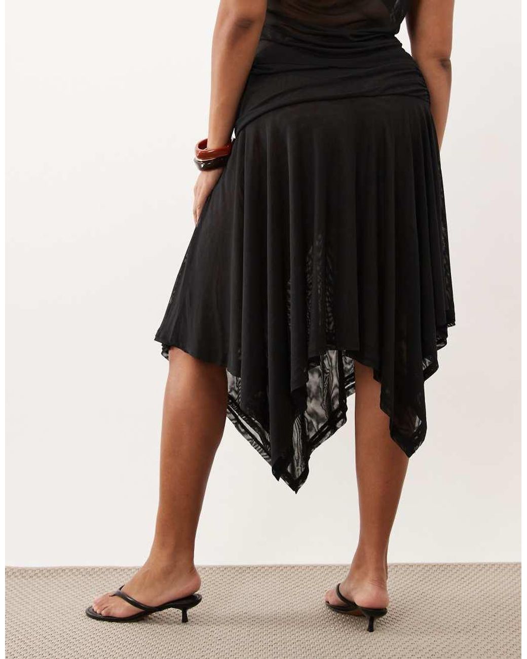 ASOS Red Asos Design Curve Sheer Mesh Hanky Hem Skirt