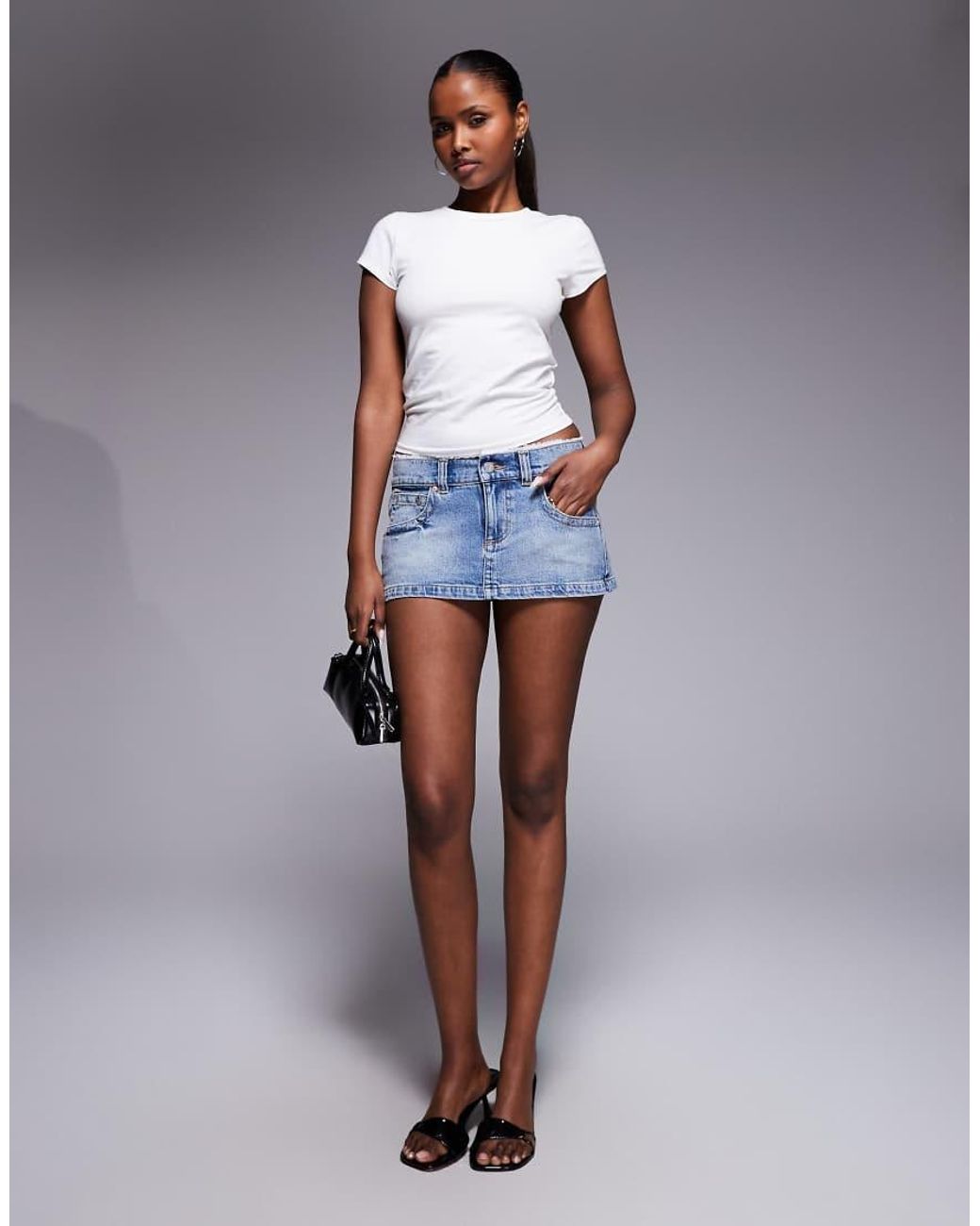 Abrand Jeans Blue Abrand Low Rise Denim Mini Skirt With Trim
