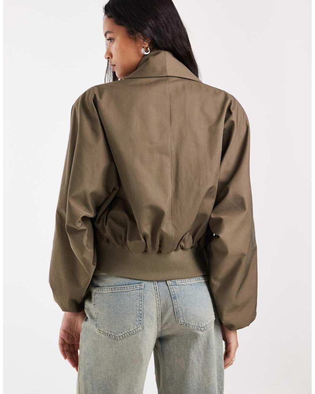 ASOS Brown Shawl Collar Wrap Bomber Jacket