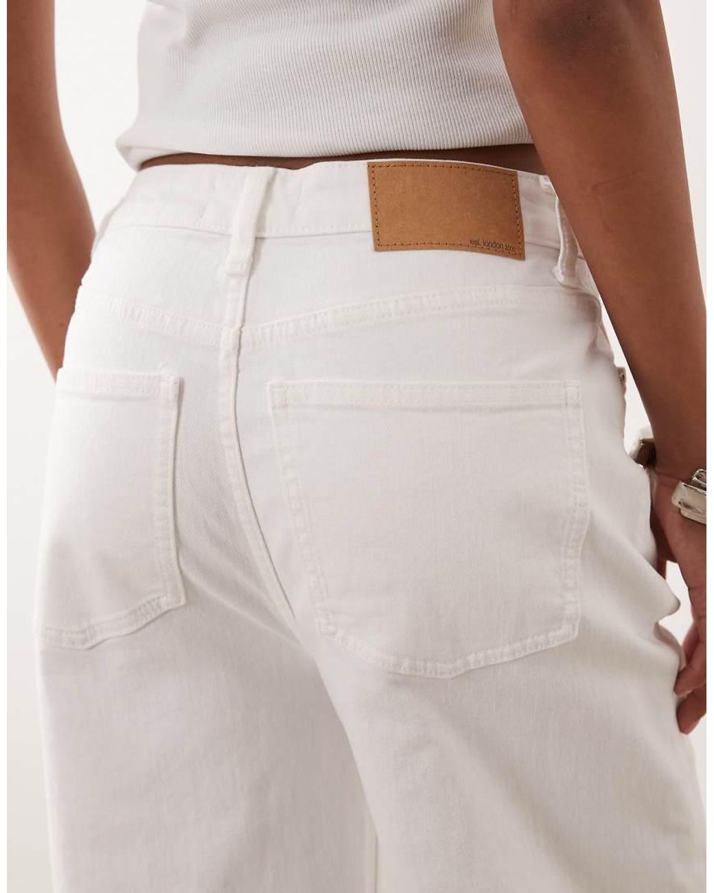 ASOS Natural Ankle Grazer High Waist Wide Leg Jeans