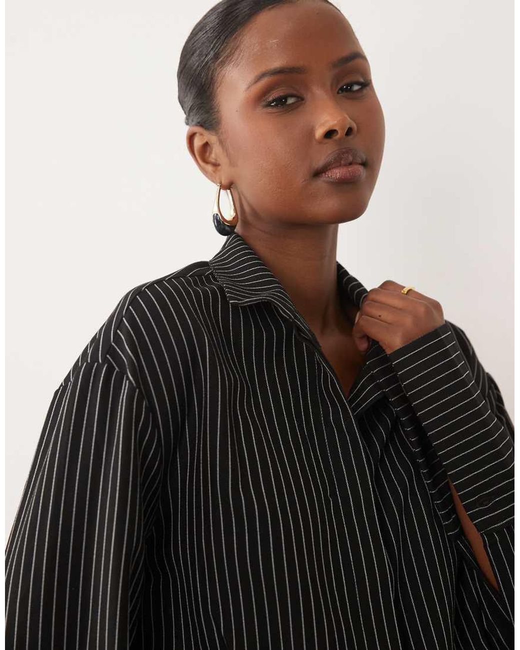 Noughts & Kisses Black Cotton Rich Button Up Asymmetric Hem Deep Cuff Mini Shirt Dress