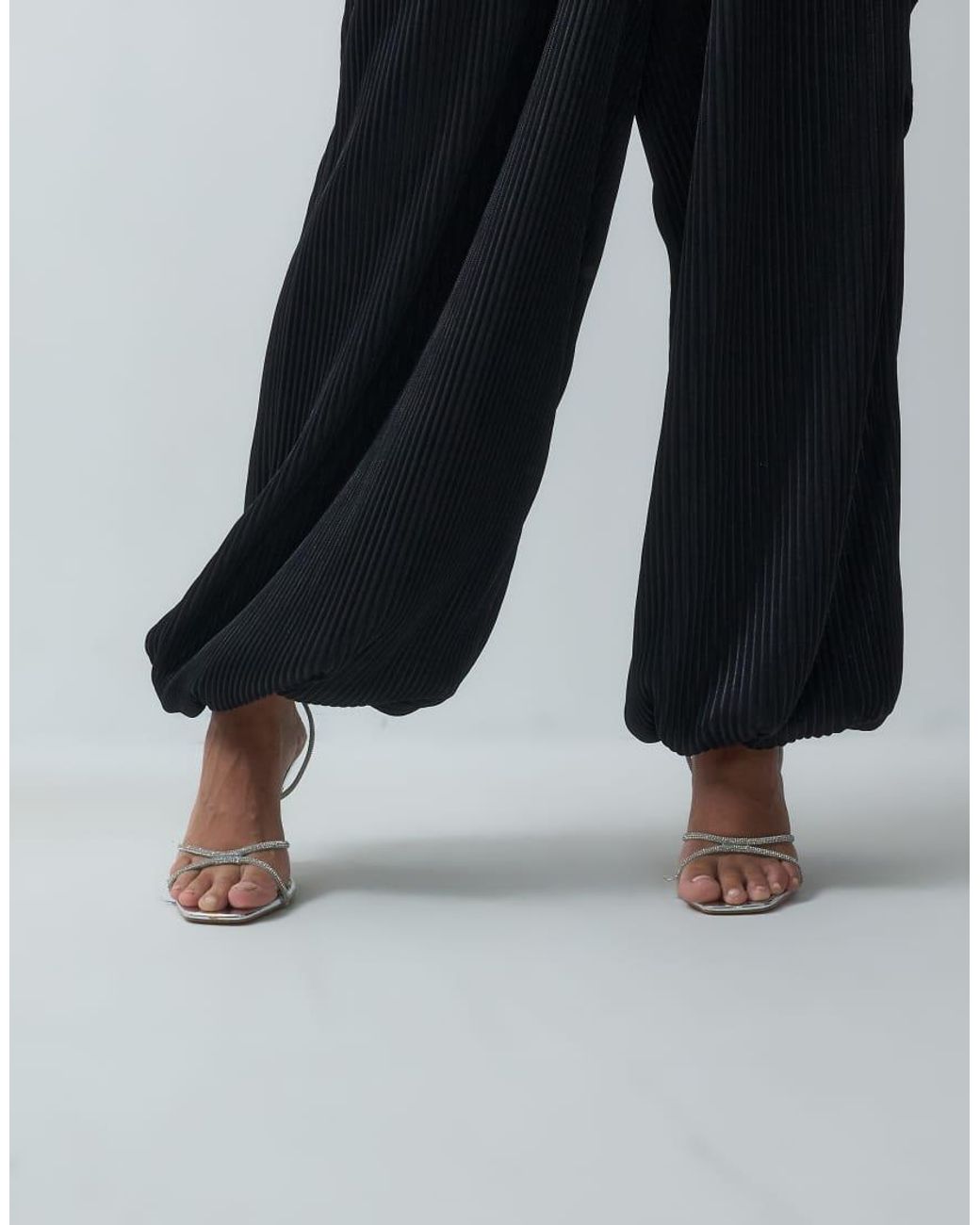 ASOS Blue Metallic Plisse Balloon Pants