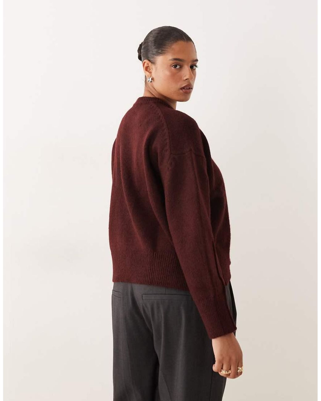 ASOS Red Asos Design Curve Boxy Crew Neck Jumper With Side Split Detail