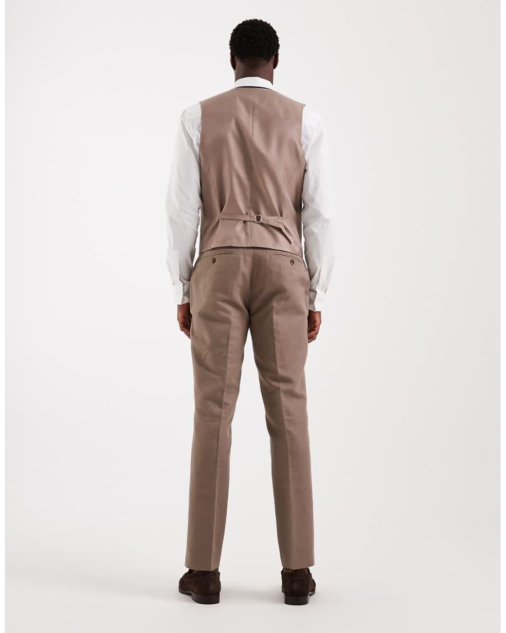 ASOS Natural Slim Linen-rich Suit Pants for men
