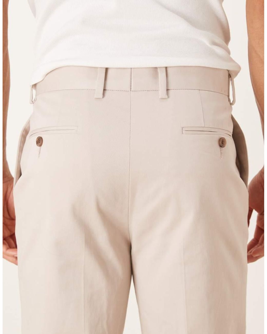ASOS Natural Tailored Cotton Rich Tapered Chino Pants for men