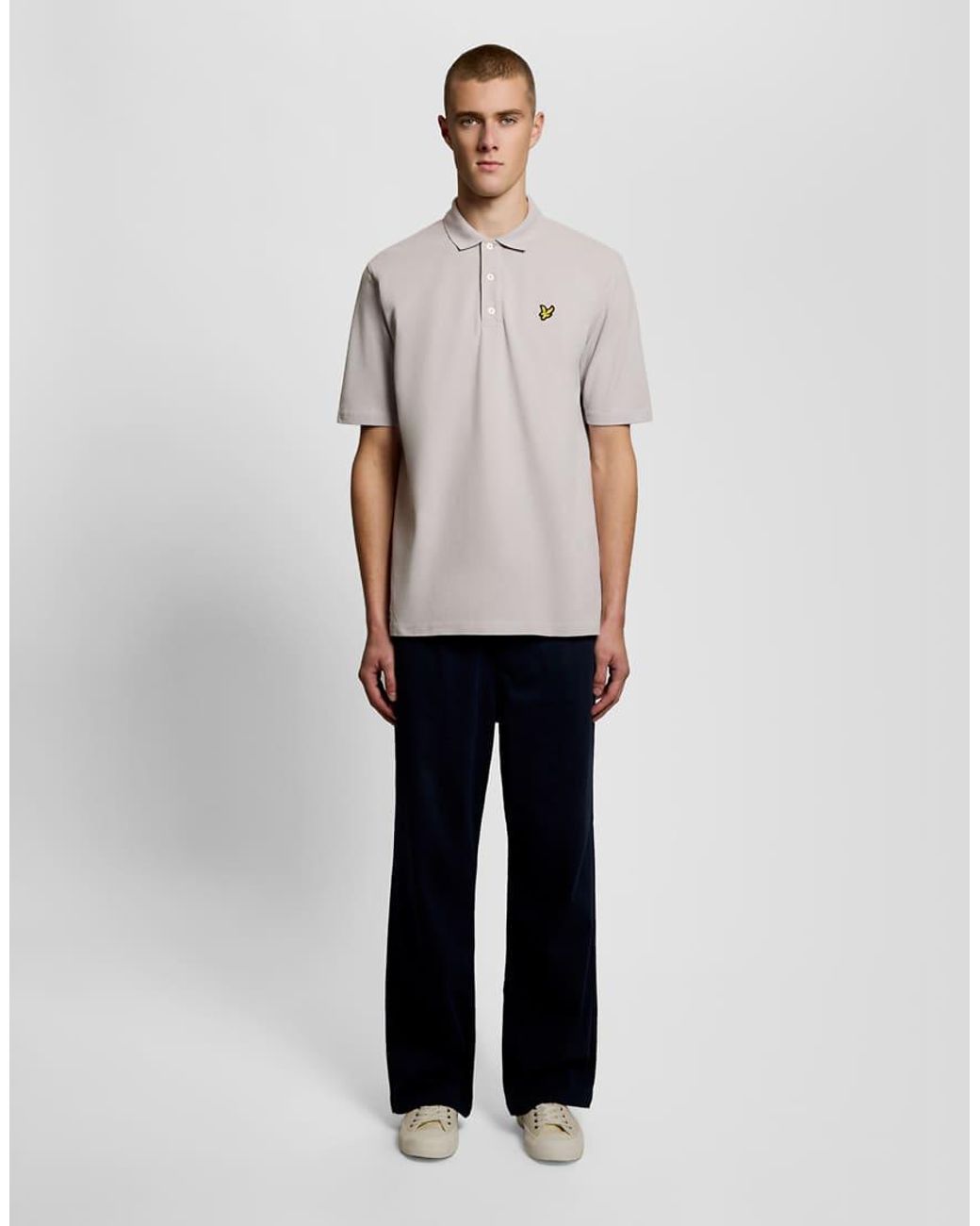 Lyle & Scott Gray Ss Polo Shirts Heavy Laundered Polo Shirt for men