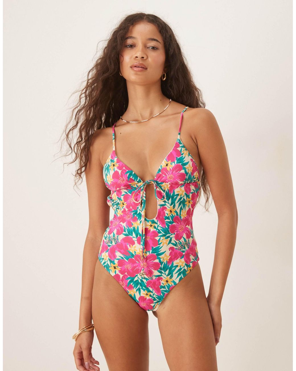 Wild Lovers Multicolor Ohana Floral Print Cut Out Swimsuit
