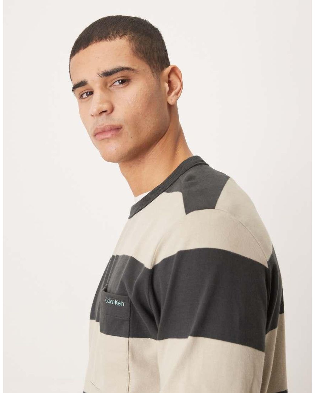 Calvin Klein Natural Long Sleeve Stripe T-shirt for men