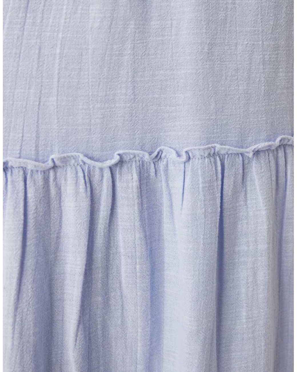 Aware Blue High Waist Boho Tiered Maxi Skirt