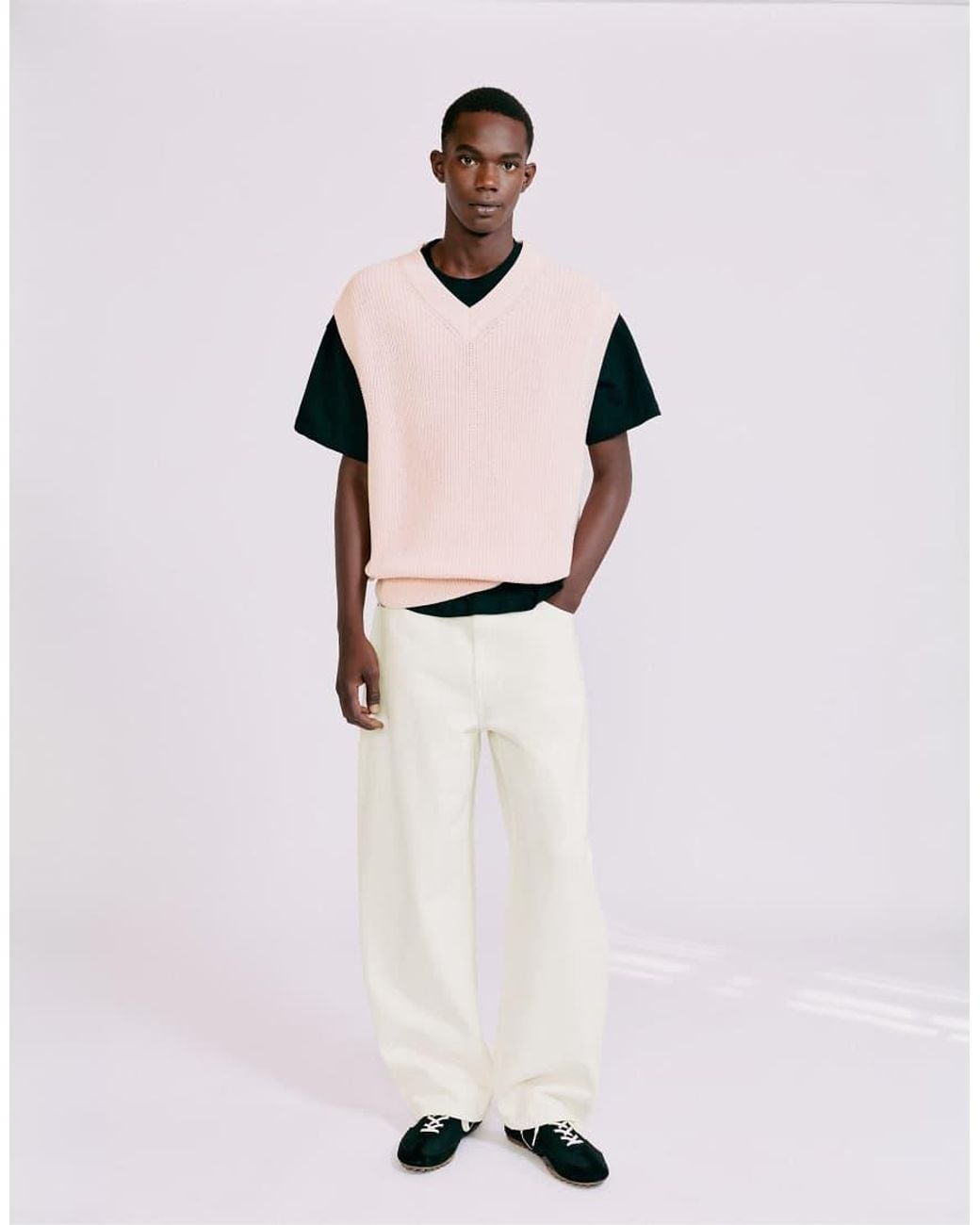 Pull&Bear Natural Knit Vest for men