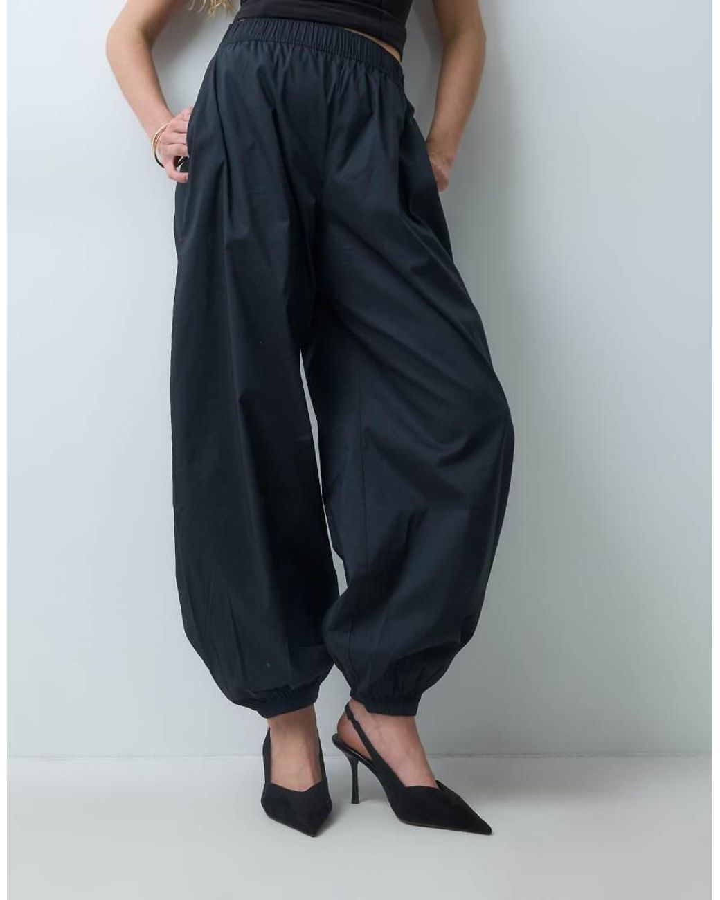 Vila Blue Cotton-blend Balloon Leg Trousers