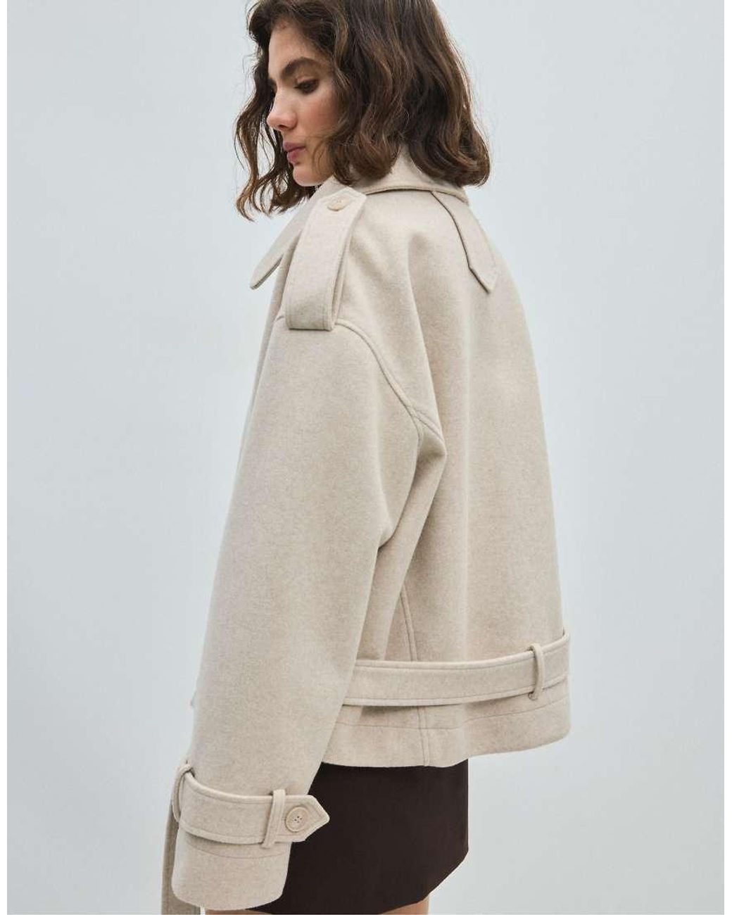 Stradivarius Natural Cropped Trench Jacket