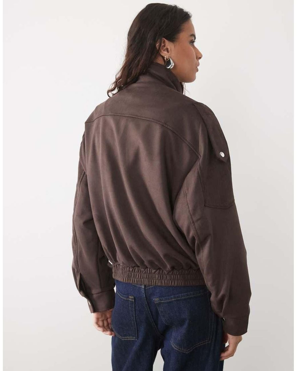 New Look Brown Faux Suede Funnel Neck Bomber Jacket