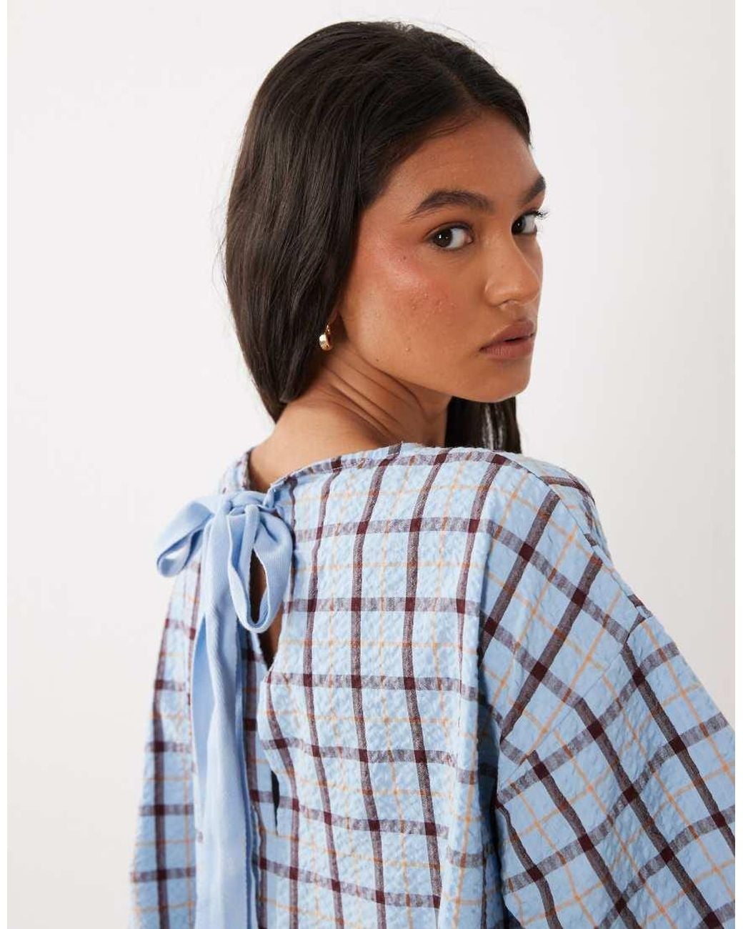 ASOS Blue Oversized Short Sleeve Peplum Top