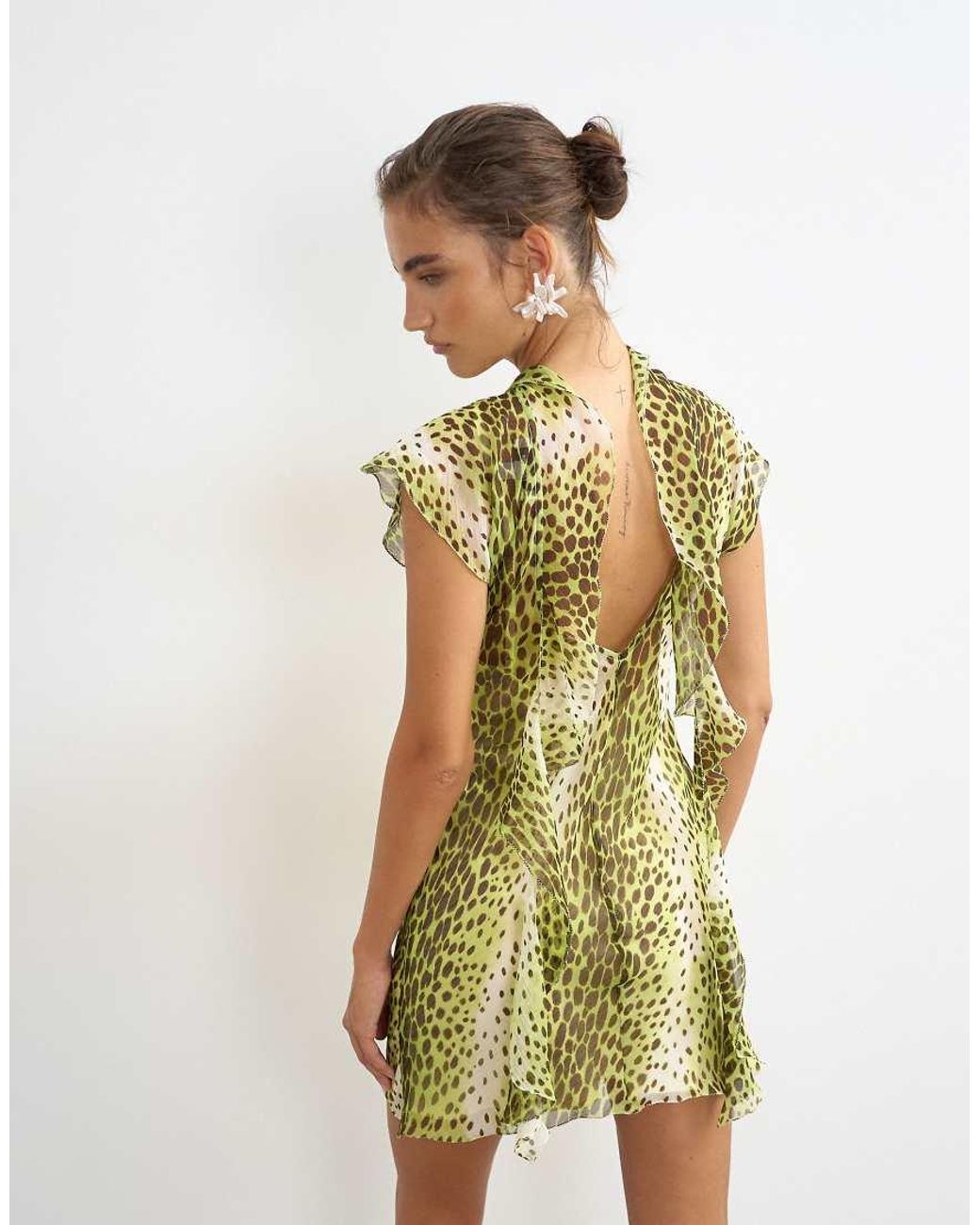 TOPSHOP White Chiffon Scarf Detail Mini Dress