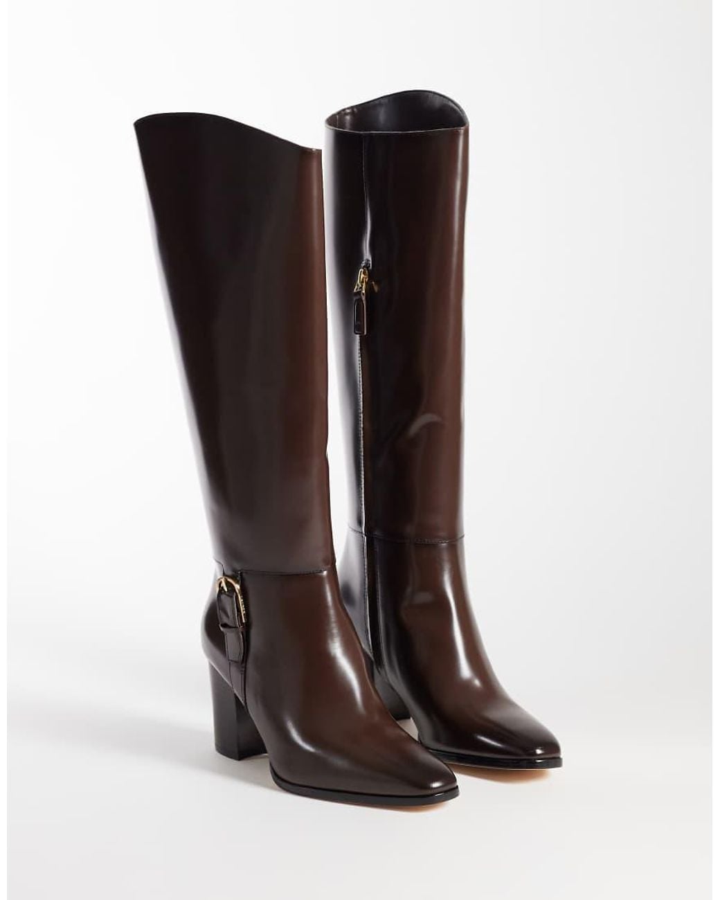 Ralph Lauren Brown Knee High Heeled Boots