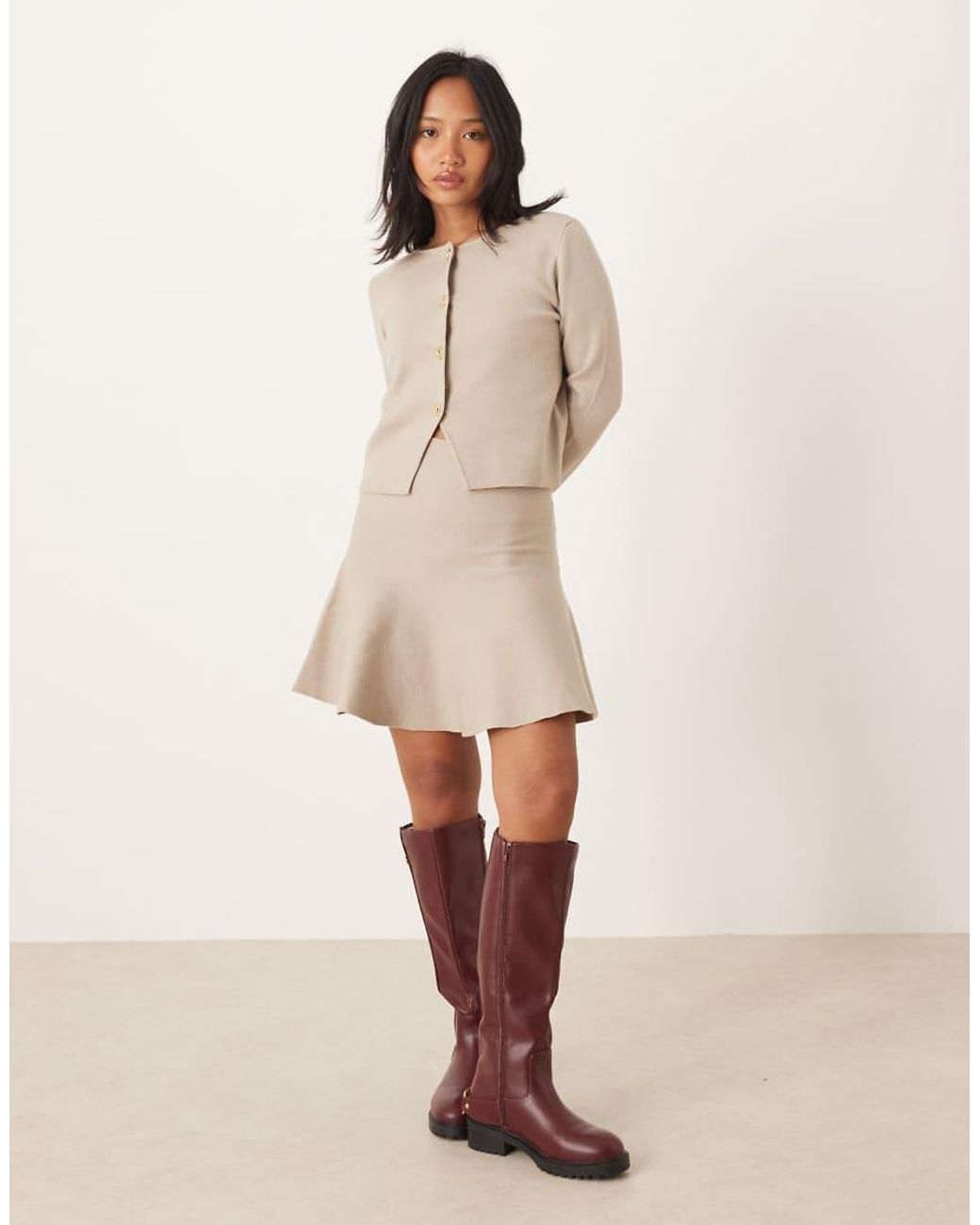 Vila Natural Structured Knit Cardigan Co-ord