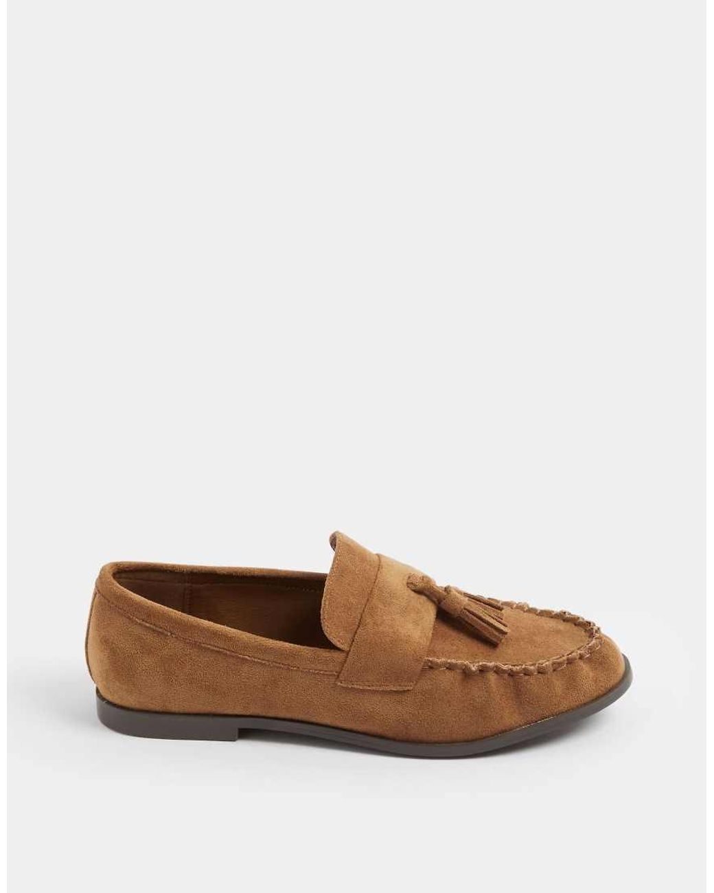 Long Tall Sally Brown Faux Suede Tassel Loafers