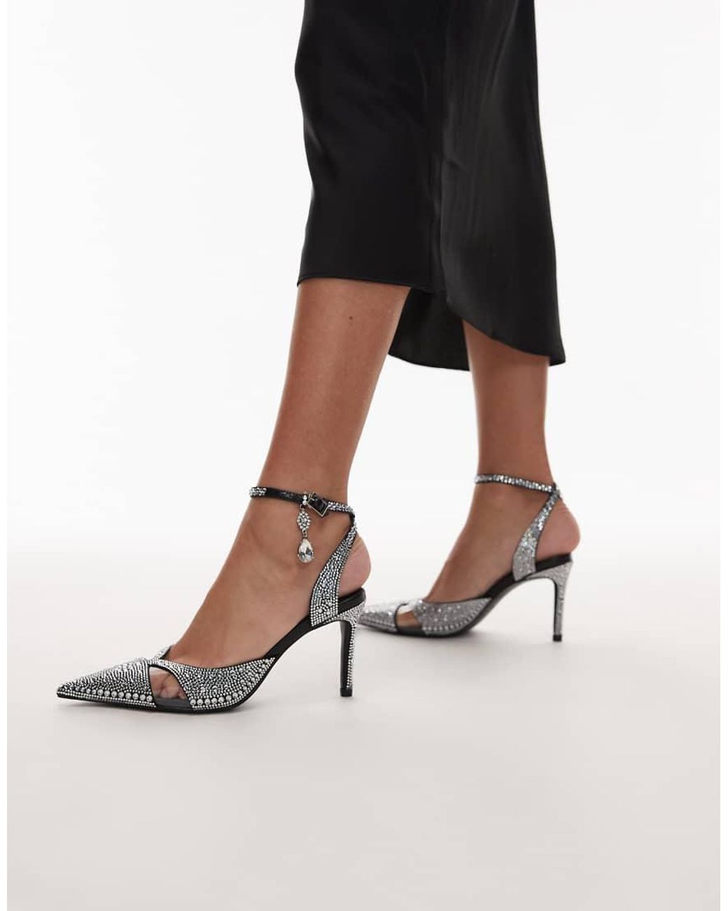 JW PEI Black Haidi Pointed Toe Crystal Pumps