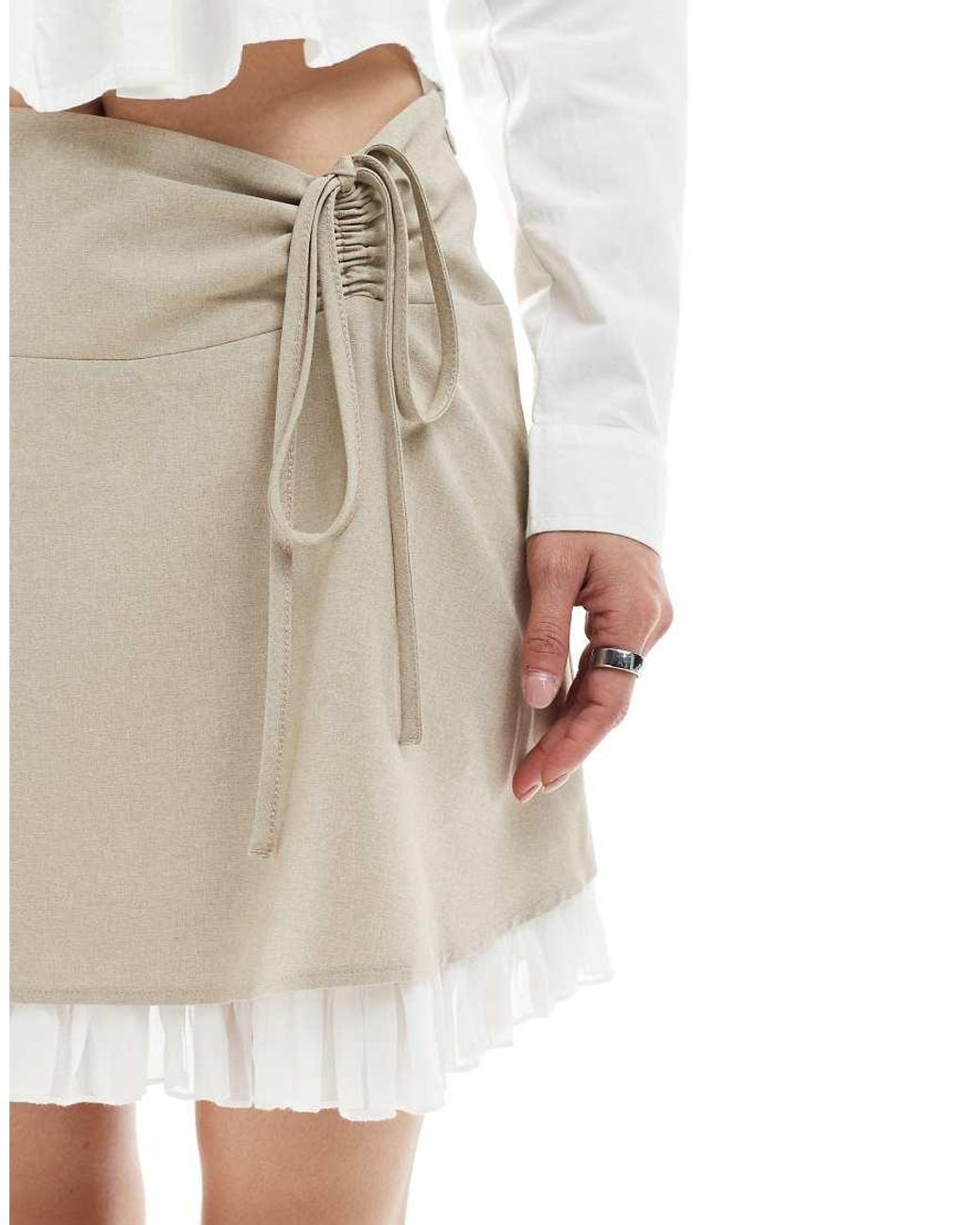 Miss Selfridge White Tailored Ruffle Hem Mini Skirt