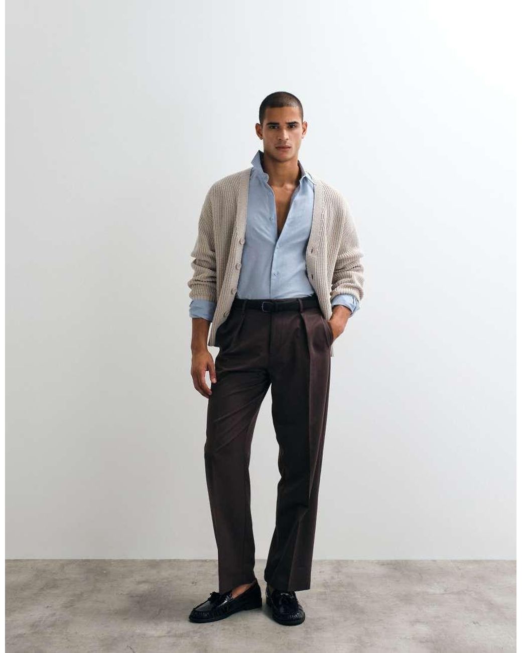 ASOS Blue Regular Fit Smart Linen Blend Shirt for men