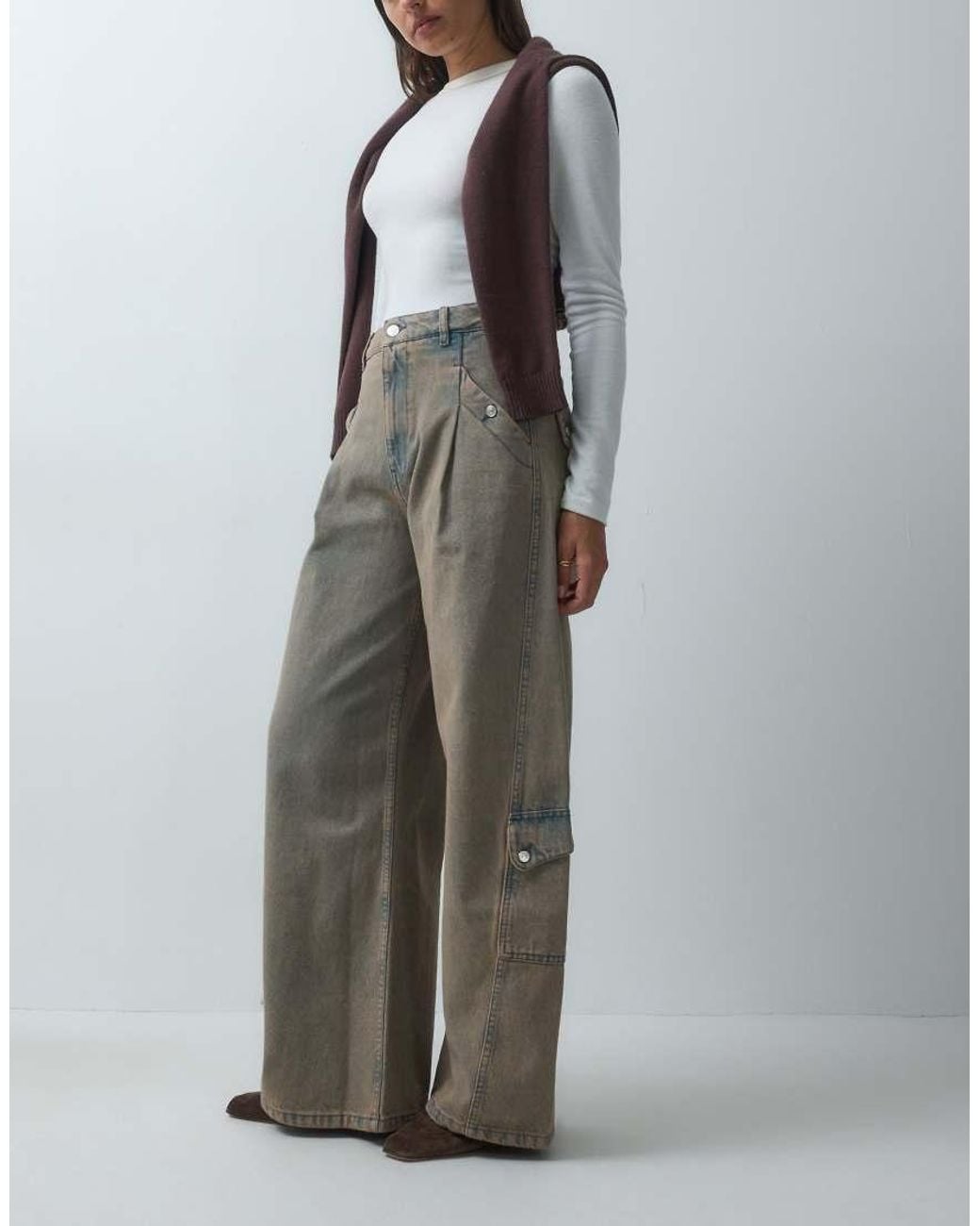 ASOS Gray Utility Pocket Tinted Cargo Jean