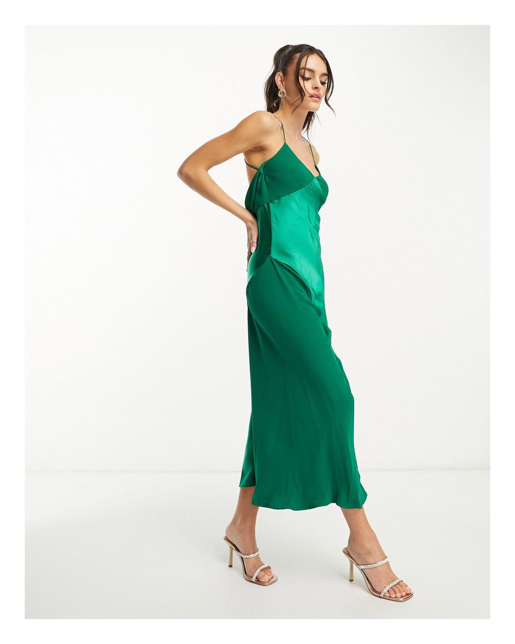 Mango Satin Maxi Dress in Green | Lyst UK Mango Satin Maxi Dress in Green | Lyst UK