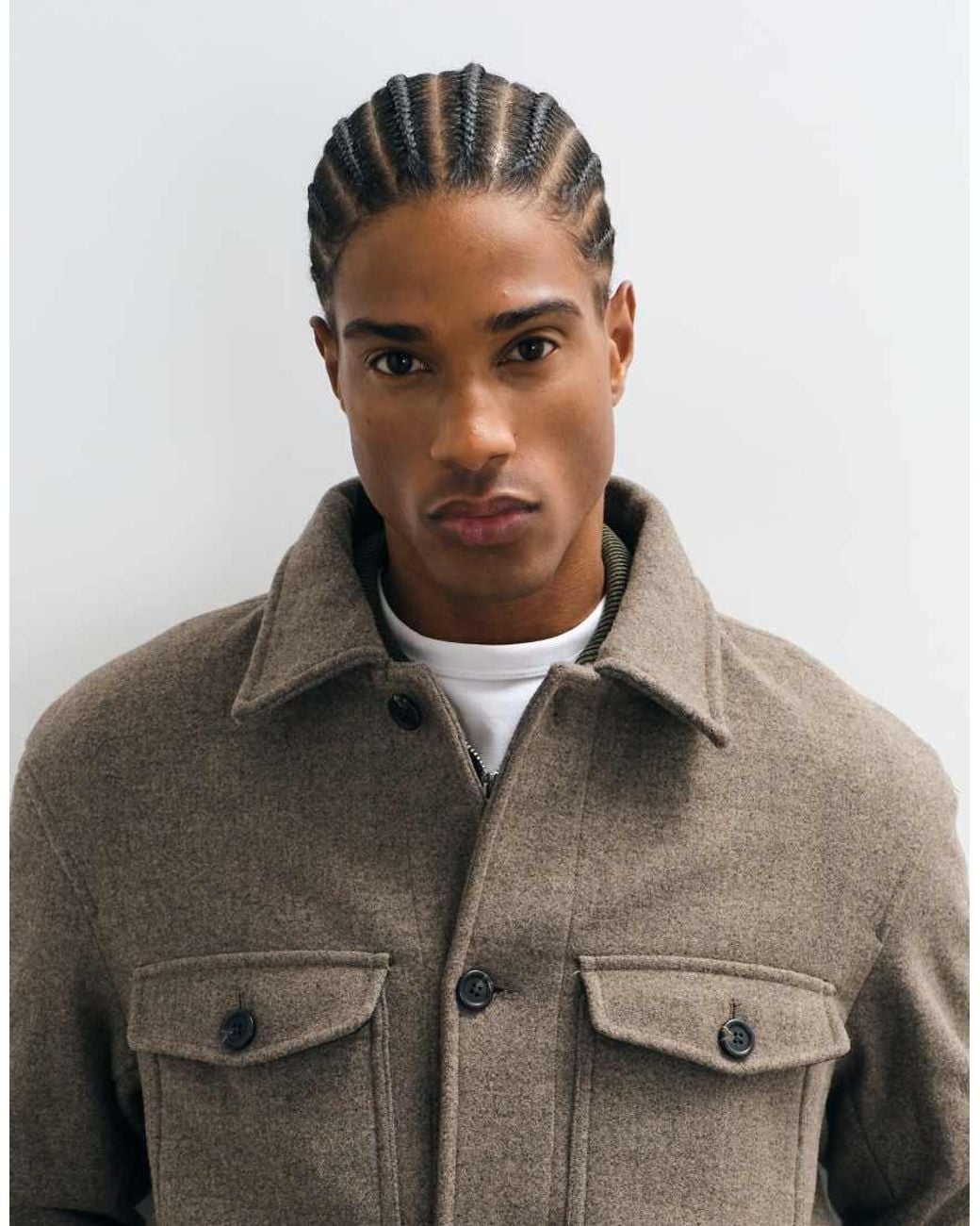 SELECTED Brown Wool Blend Shacket for men