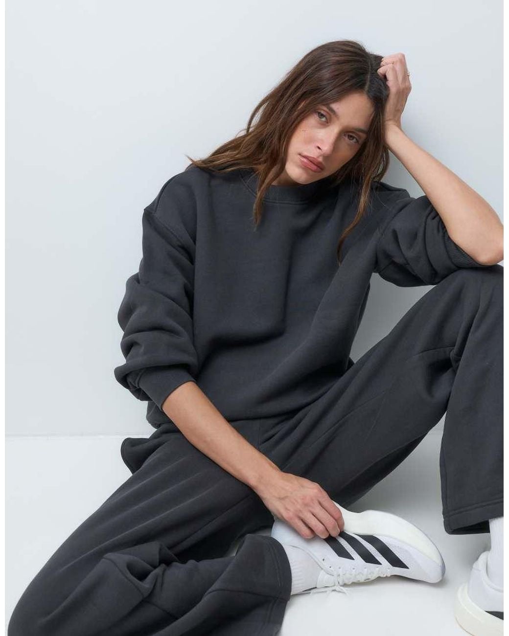 4505 Blue Rest Day 400Gsm Heavyweight Cotton Crew Neck Cocoon Sweatshirt