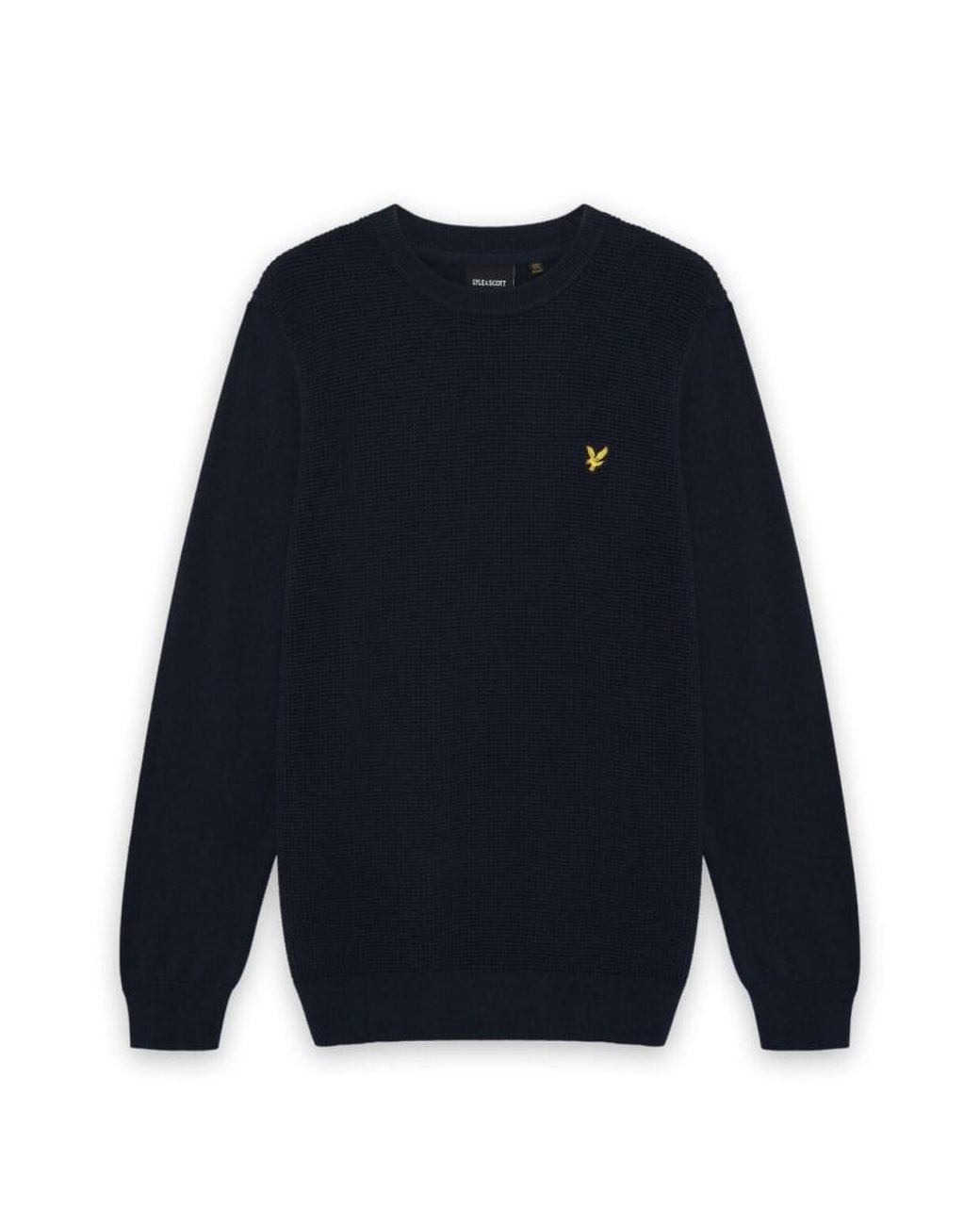 Lyle & Scott Blue Mid Knits Panelled Waffle Crew Neck Jumper for men