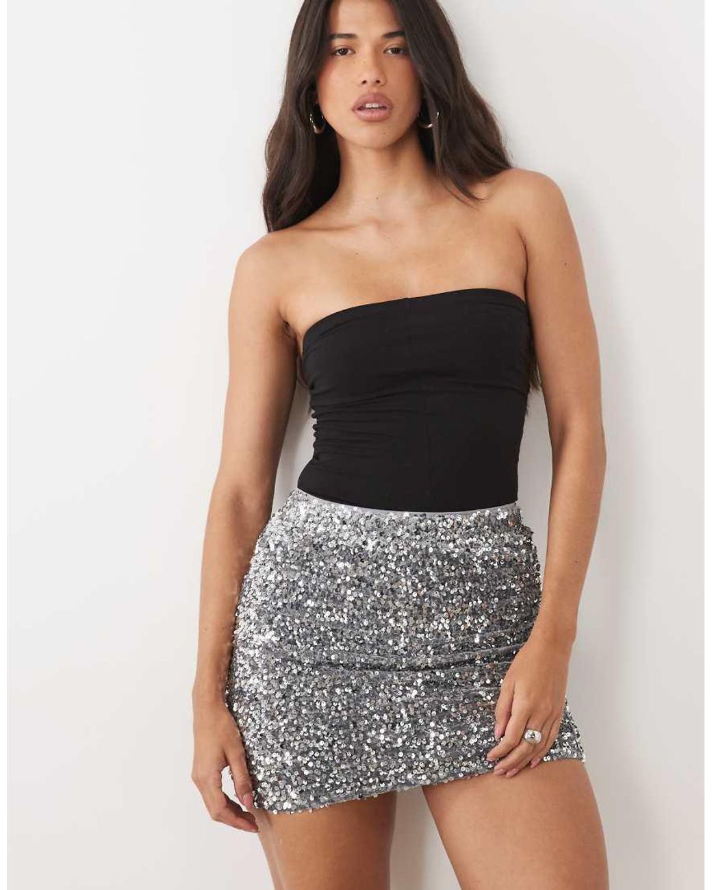 Threadbare Black Sequin Mini Skirt
