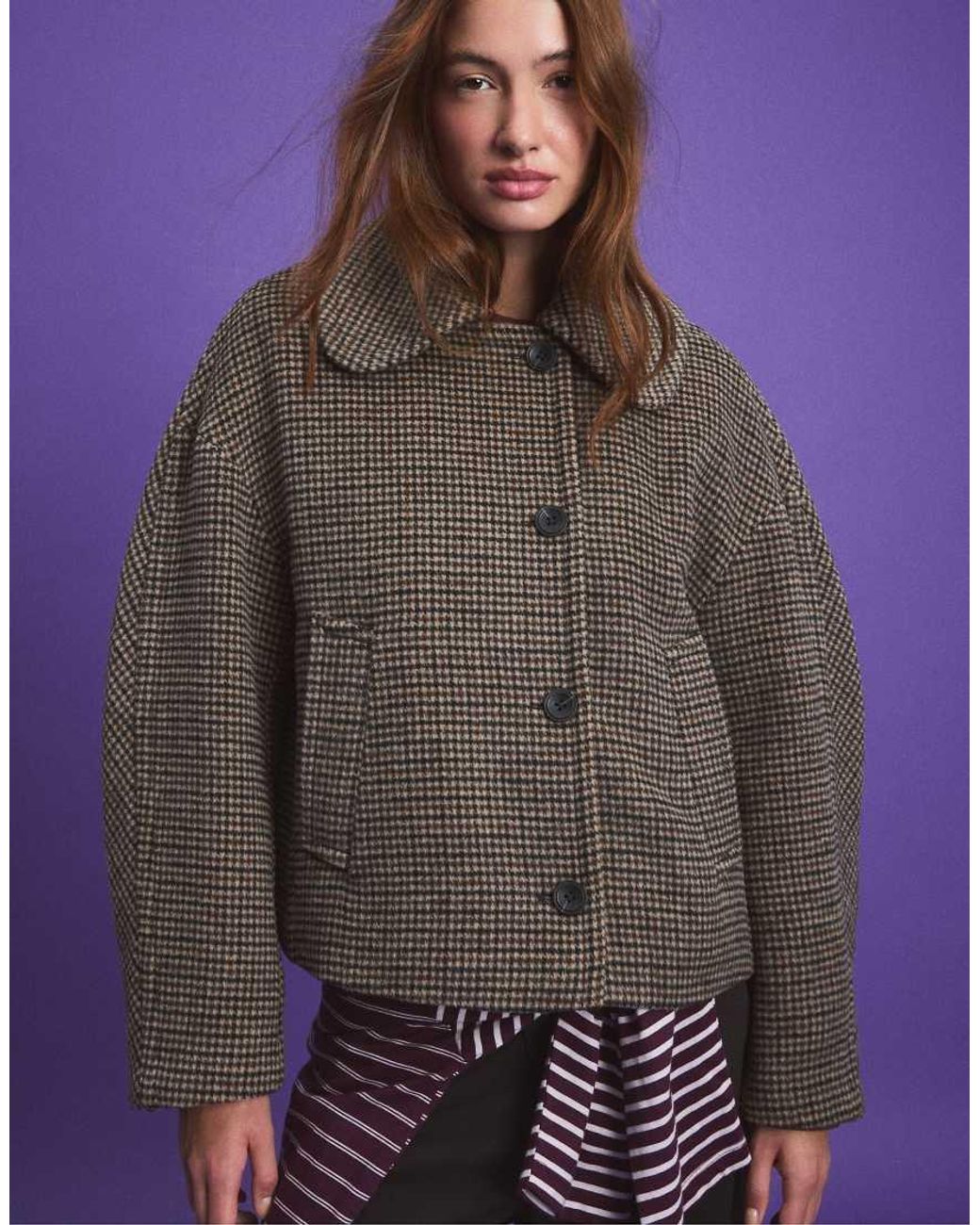 Stradivarius Purple Wool-blend Jacket