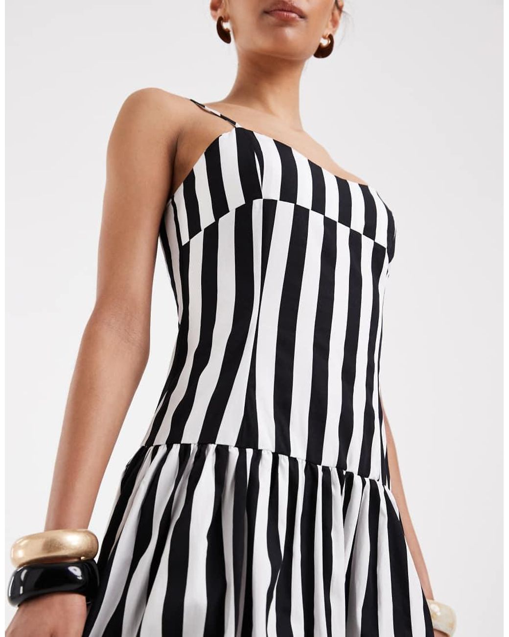 ASOS White Drop Waist Sundress With Circle Skirt In