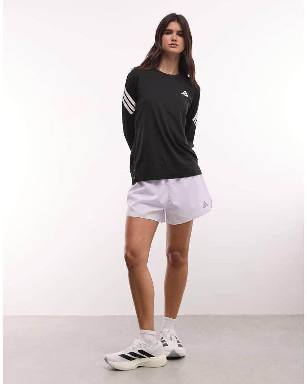 Adidas Originals Black Adidas Running Adi365 Long Sleeve Top With Three Stripes