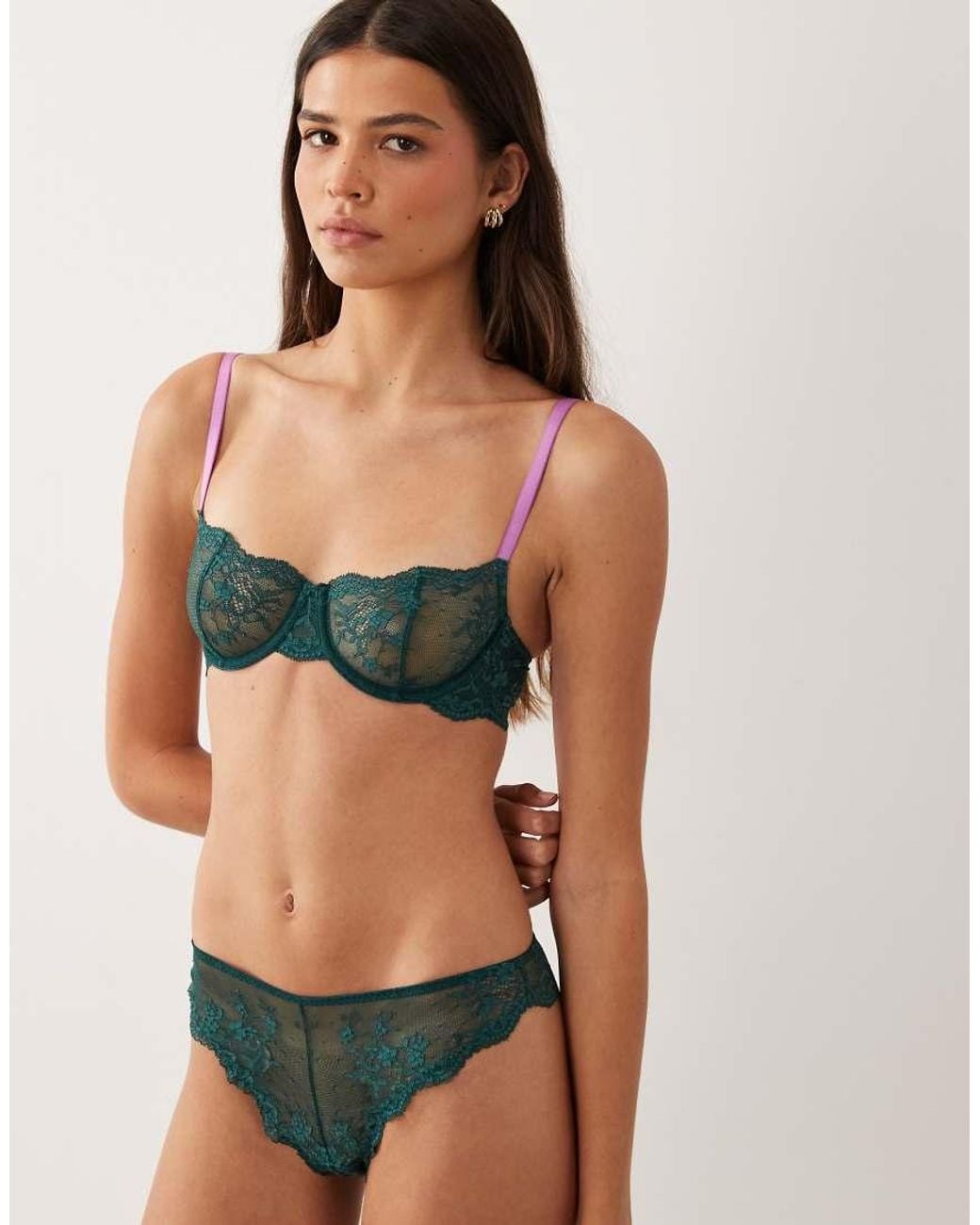 Dora Larsen Brown Bryony Floral Lace Underwired Bra