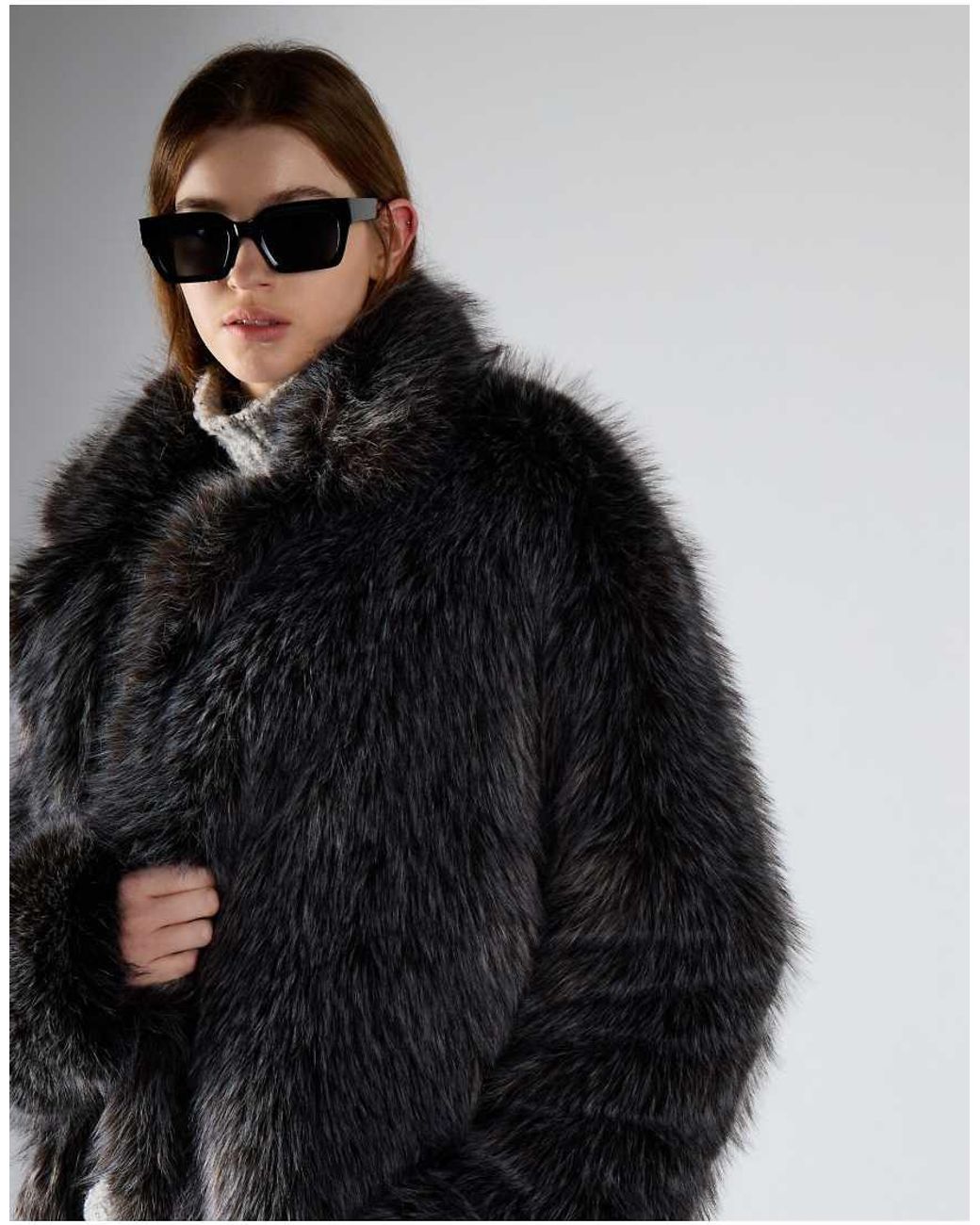 Glamorous Black Long Faux Fur Coat