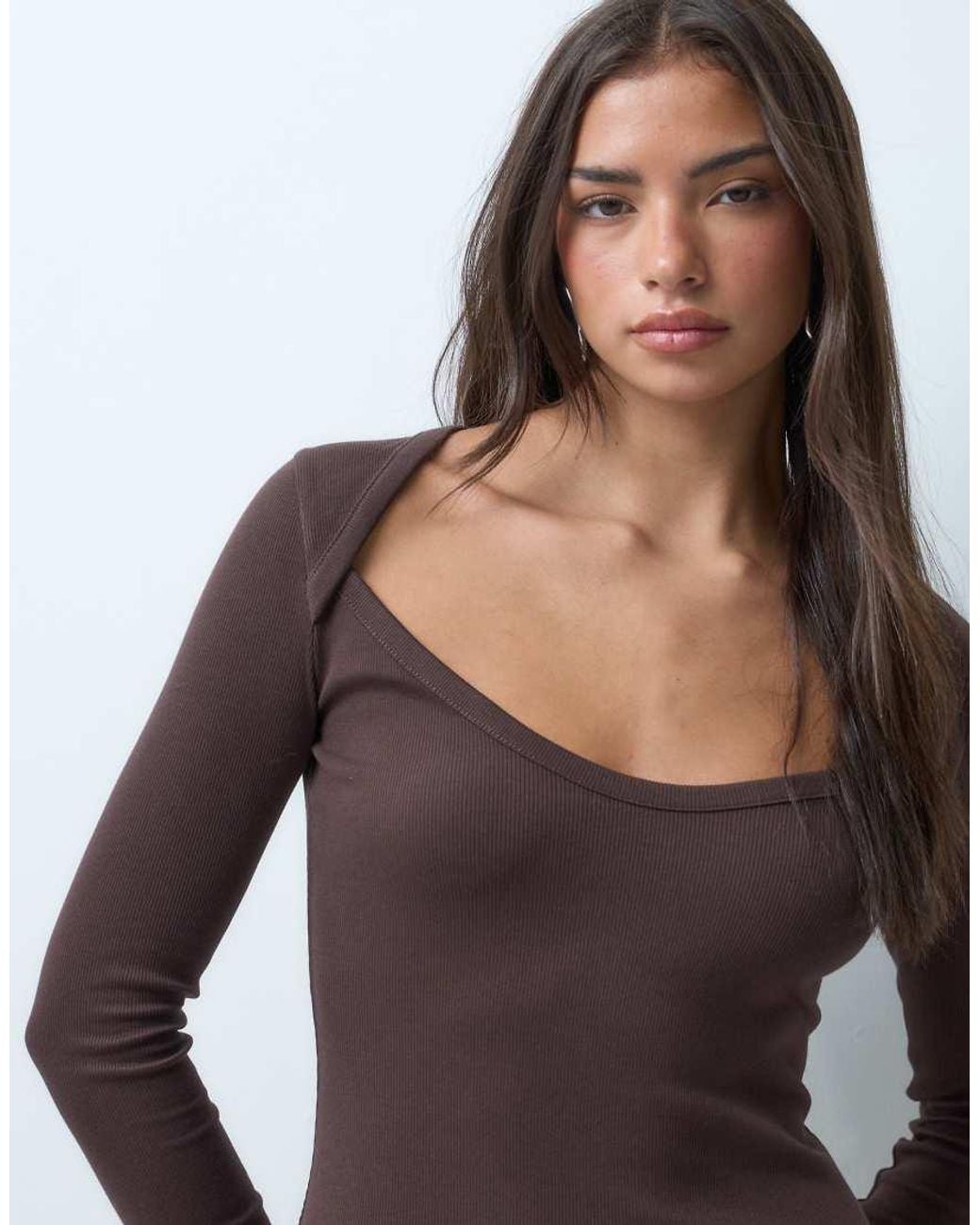 ASOS Brown Sweetheart Rib Mini Dress