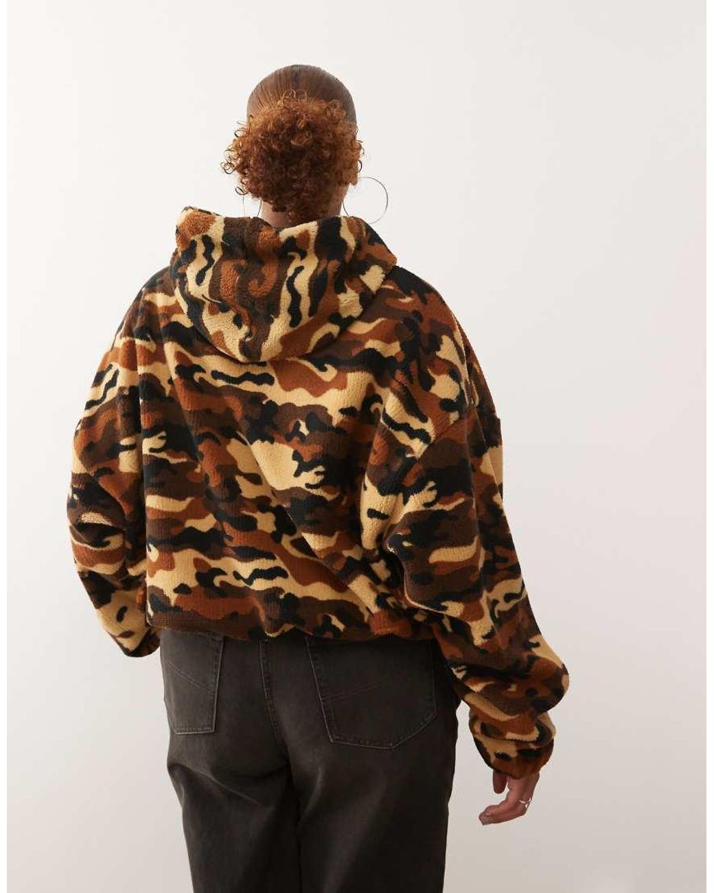 Collusion Brown Plus Camo Borg Hoodie