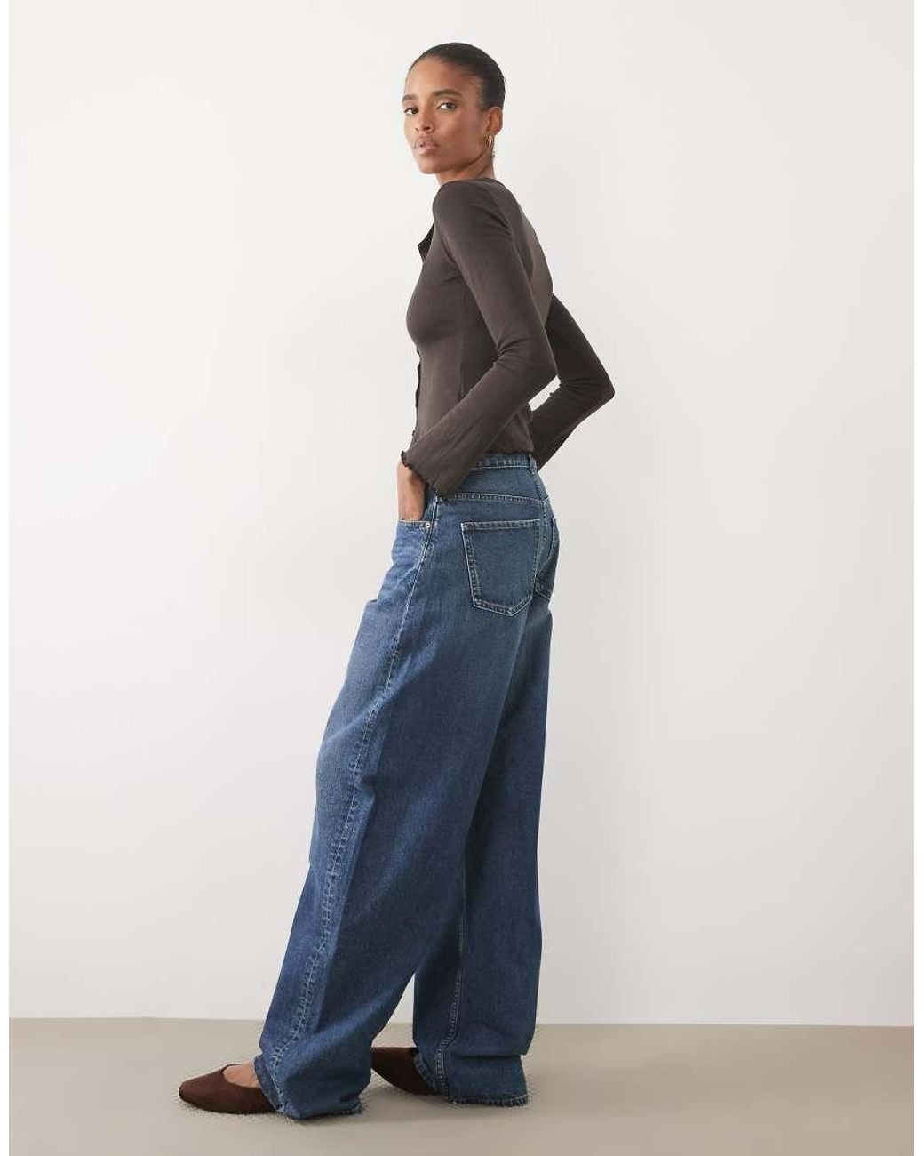 ASOS Blue Asos Design Tall High Waisted Barrel Leg Jeans