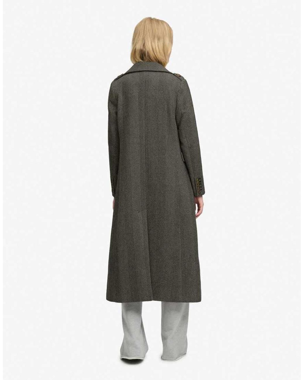Superdry Gray Double Breasted Wool Blend Coat