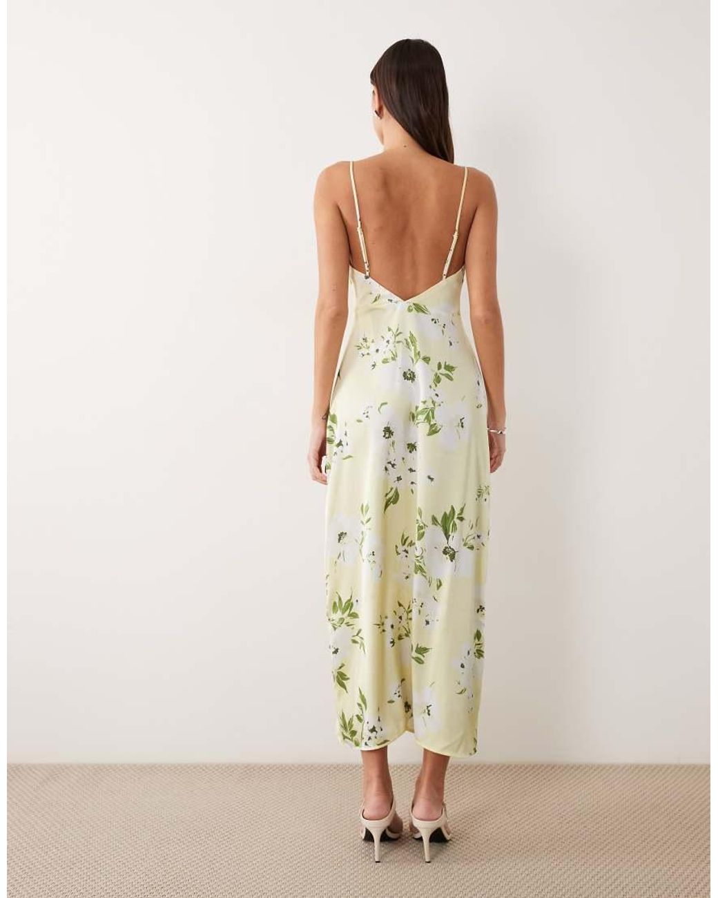 Vila Natural Satin Cowl Neck Maxi Dress
