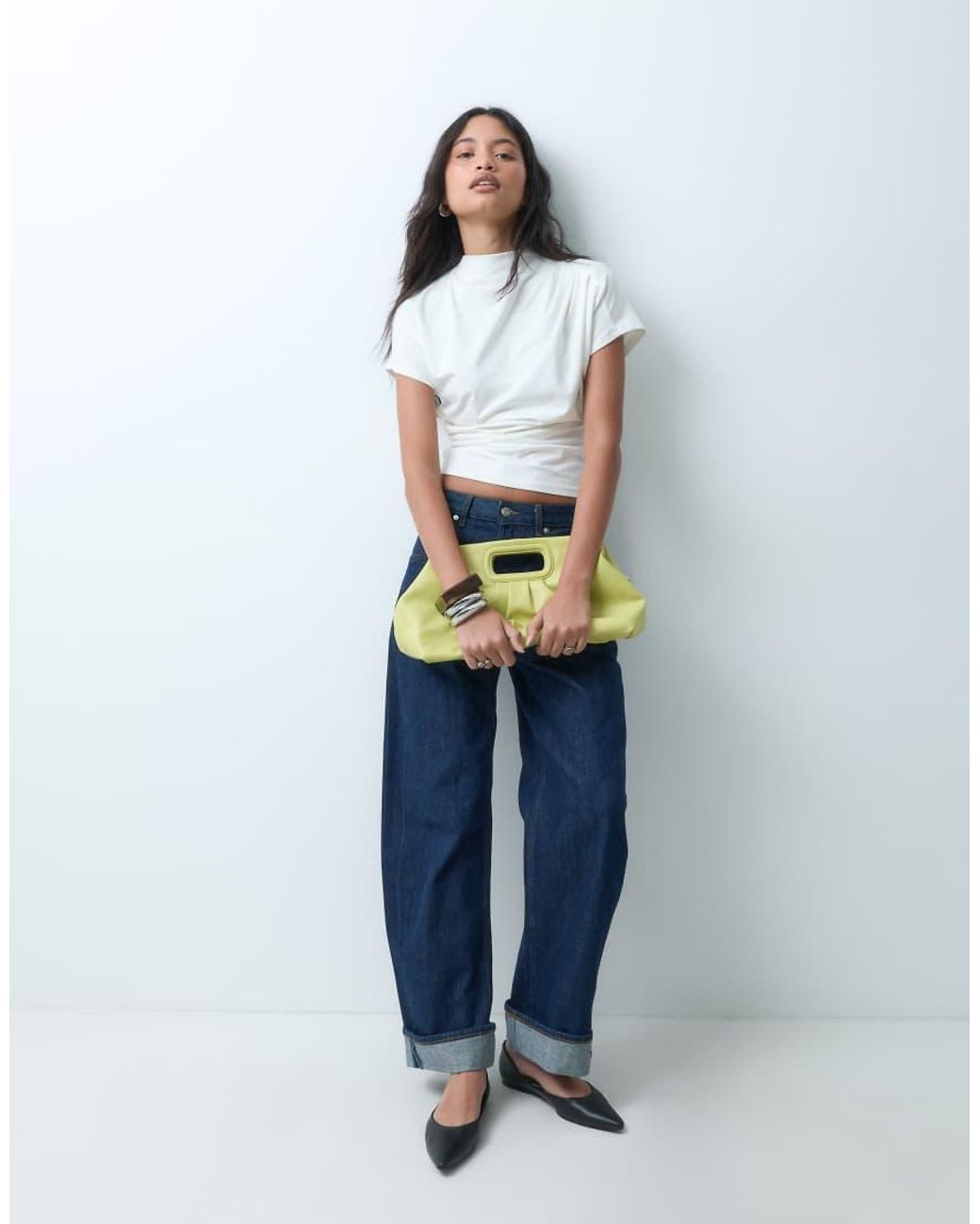 ASOS White Twist Shoulder Drapey Top