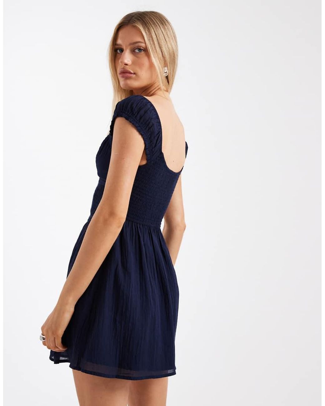 Hollister Blue Sleeveless Milkmaid Mini Dress