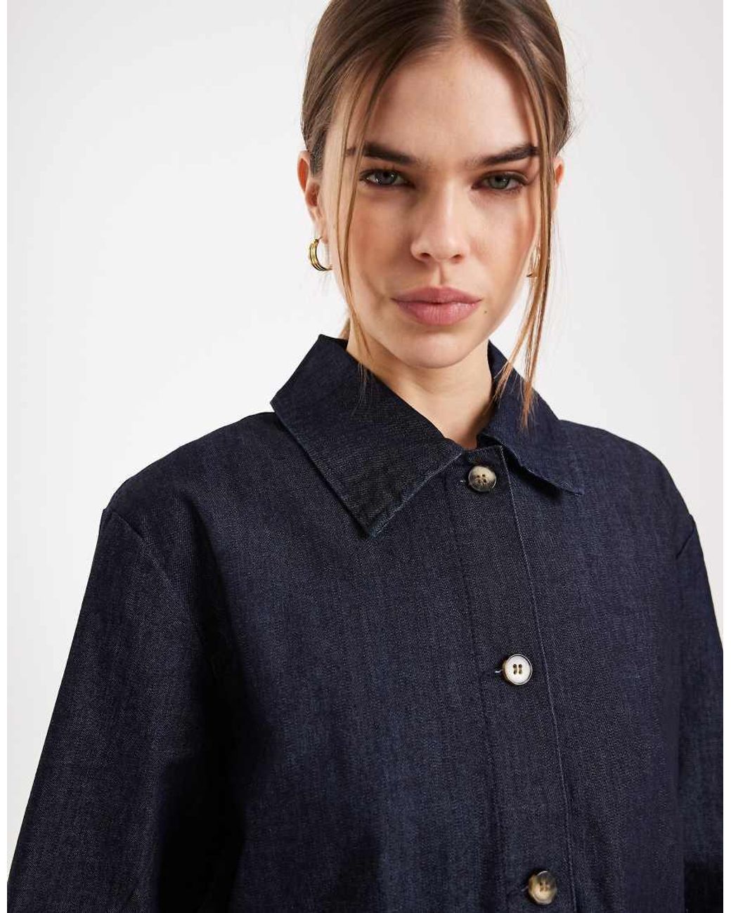 ONLY Blue Pocket Detail Boxy Denim Jacket