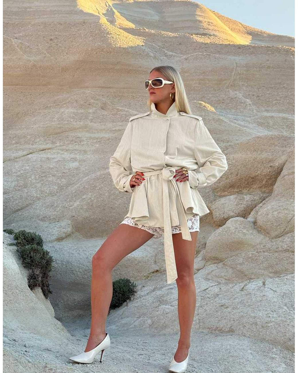 NA-KD Natural Oversized Belted Jacket